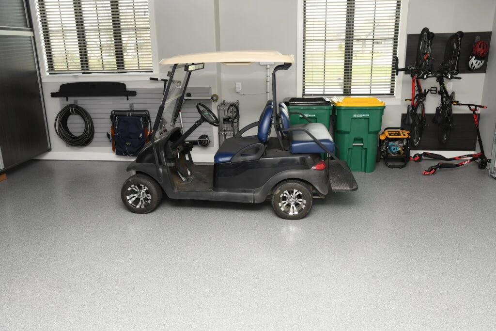 Golf cart on garage floor coating services