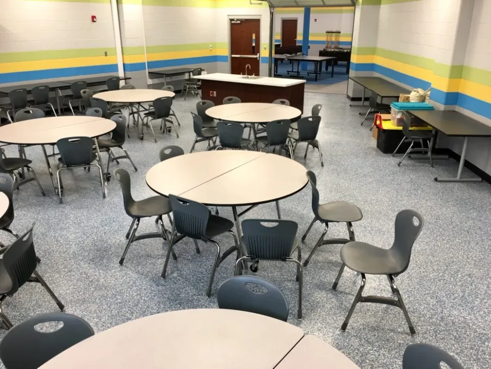 cafeteria on garage floor coating of epoxy finish